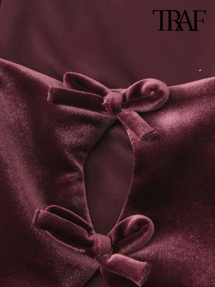 TRAF-Womens Strappy Tank Tops with Back Bow Straight Neck Side Zipper Female Camis Sexy Fashion 250226