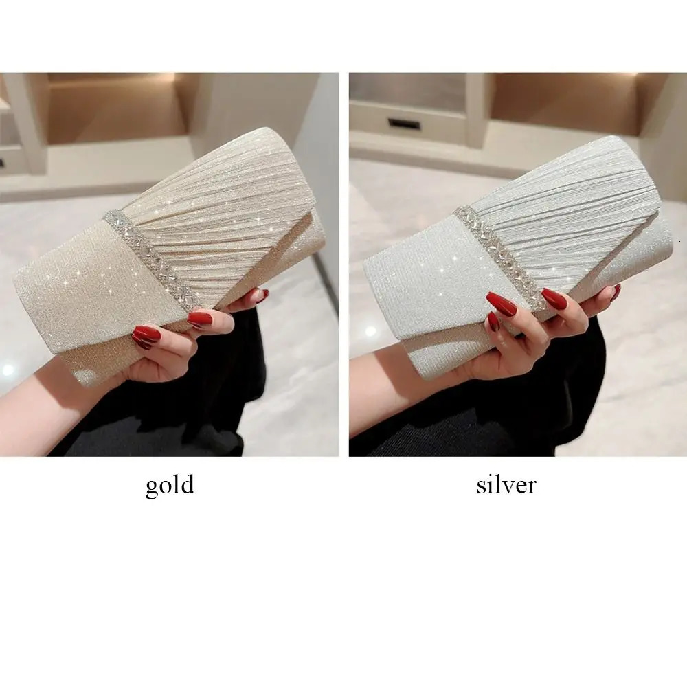 Fashionable womens y sequin clutch evening bag flash banquet handbag chain shoulder dinner wedding party 250226