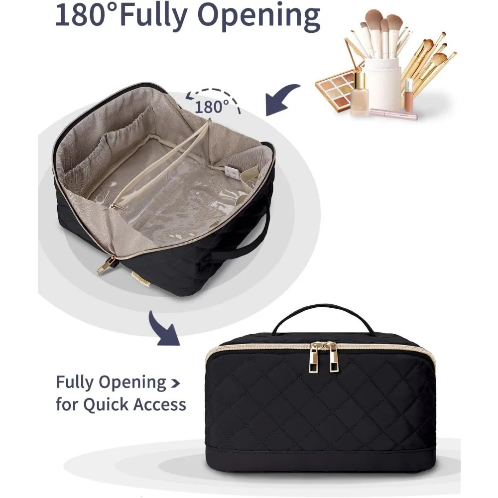 Ship from US Stray Nature travel cosmetic bag large capacity womens open 250227FBB