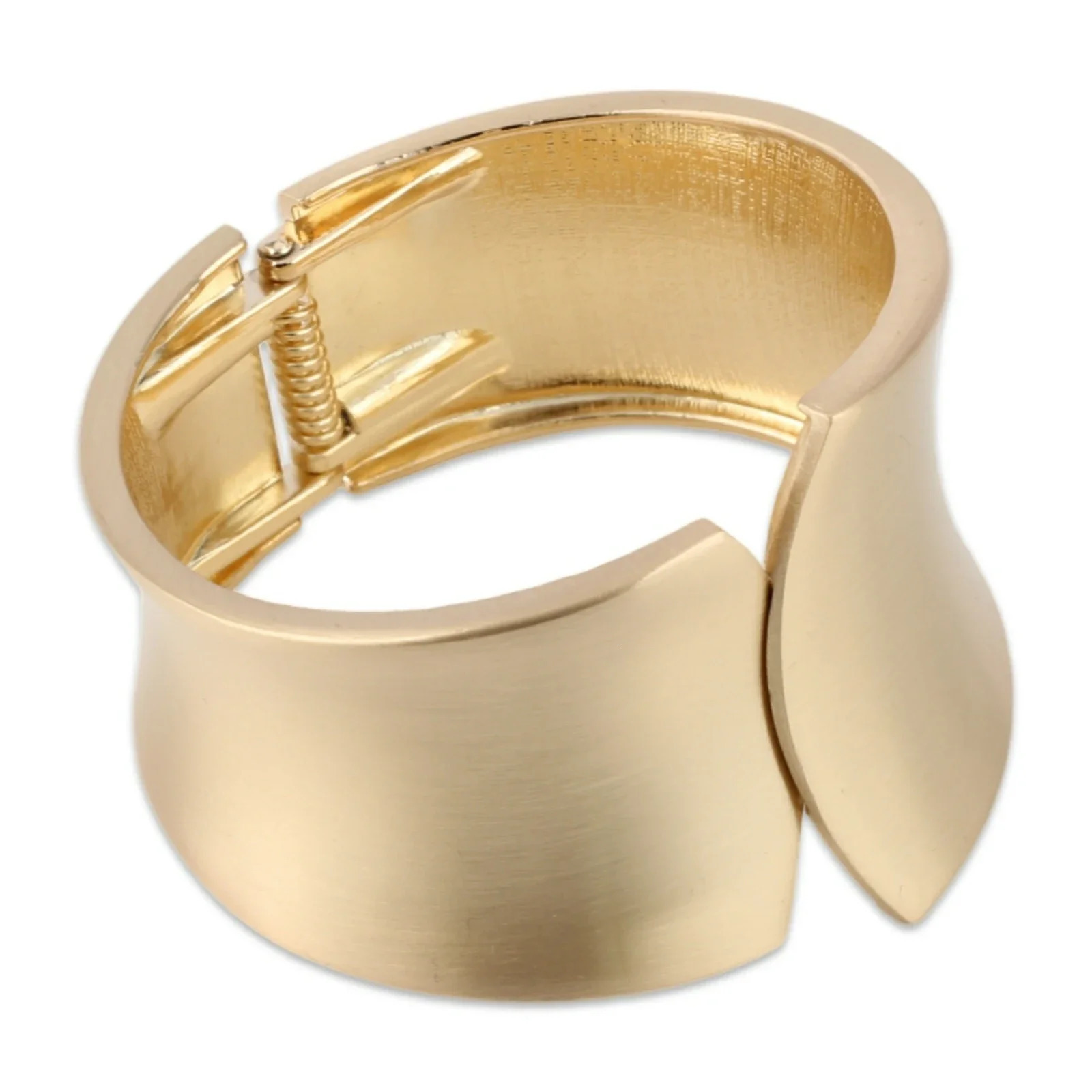 Gold Color Arm Cuff Wide Non Tarnish Bracelets for Women Trendy Alloy Metal Chunky Statement Thick Plated Hinge Wrap Bangle 250227