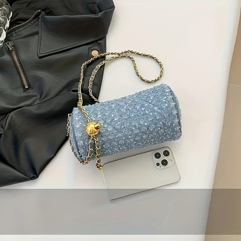 Ship from US Womens cylindrical bag shoulder strap cross body wallet 250227FBB