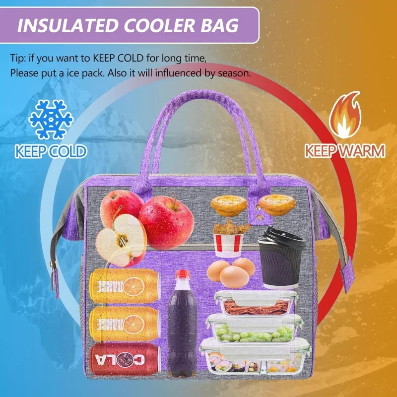 Ship from US Lunch Bags Women Insulated Men Large Reusable Tote Leakproof Cooler Work Cute 250227FBB