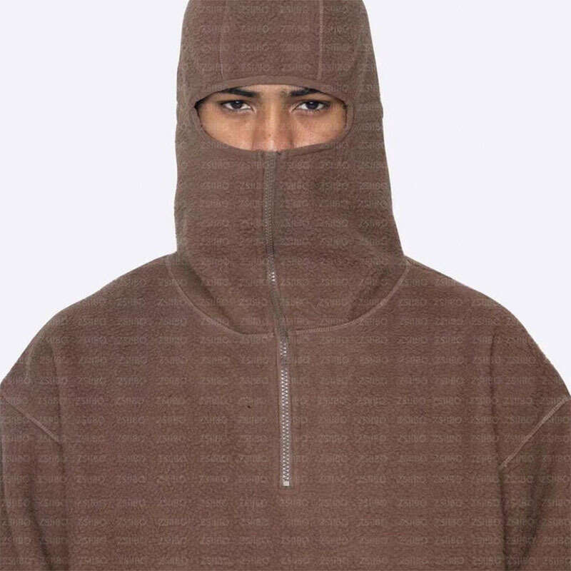 2025 Personalized Street Hip Hop Warm Pocket Half Zipper Pullover Long Sleeve Hoodie Top for Men and Women