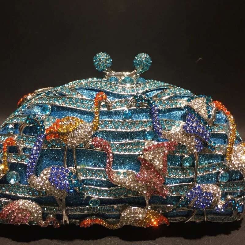 Women Crystal Stones Evening bags Blue Party Handbag Wedding clutch Bag Purse Dia Clutches Bags Bridal Handbags