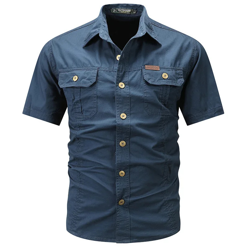 Mens Summer Thin Short Sleeved Shirt Jacket Mens Solid Color Casual Pure Cotton Outdoor Work Shirt Top 250224