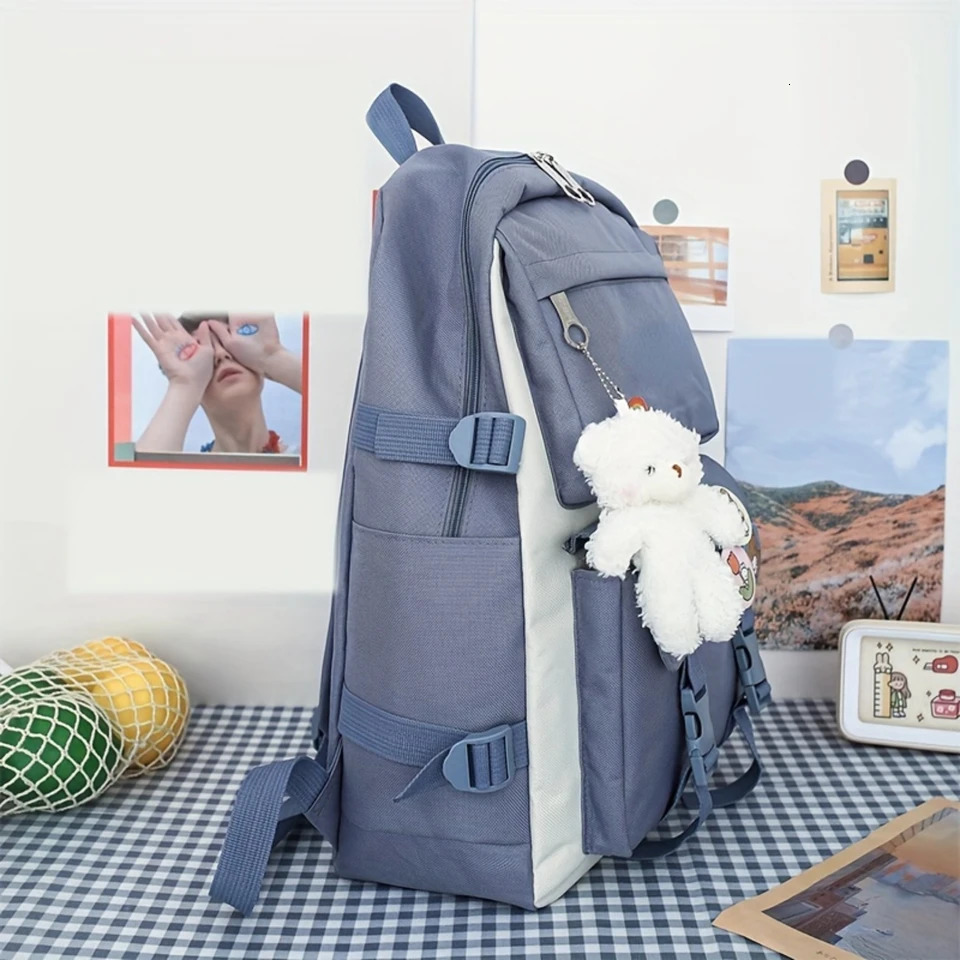 Ship from US Harajuku Backpack Set Fashionable school equipment large capacity main bag comfortable shoulder pencil case and handbag 250227FBB