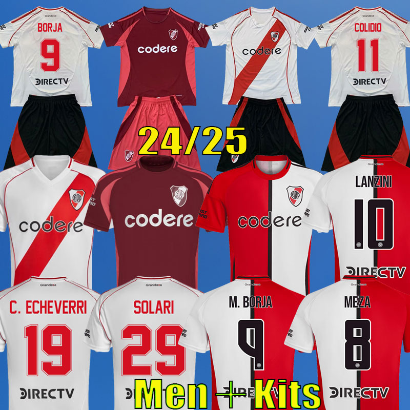 24 25 River plate MEZA soccer jerseys M BORJA LANZINI SOLARI MASTANTUONO LIBERTADORES camisetas Men Kids Kits Set 2024 2025 football shirts COLIDIO equipments