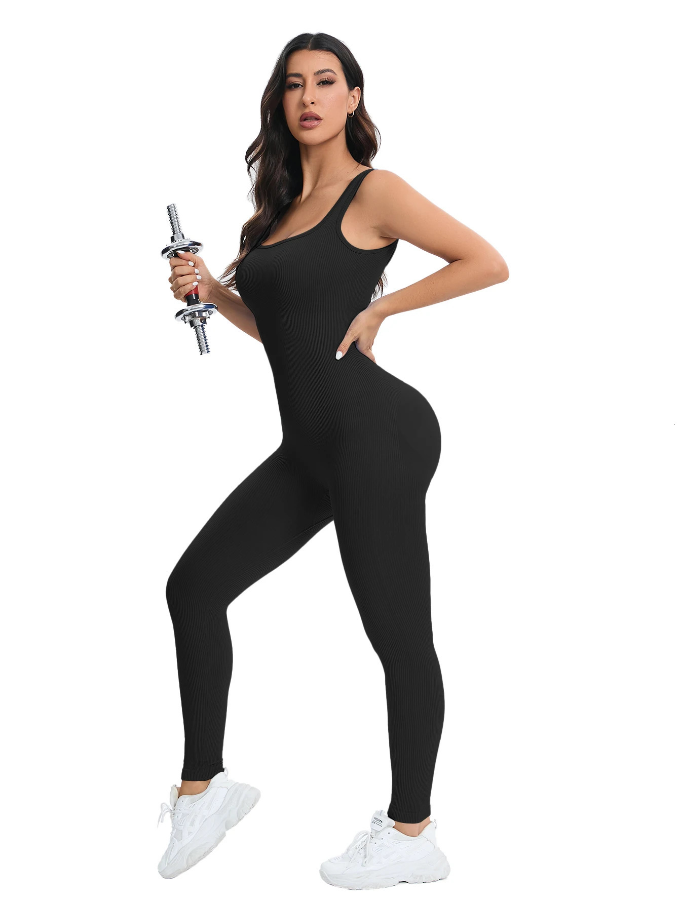 Shapewear Jumpsuits for Women BuiltIn Bra Bodycon Square Neck Sleeveless Summer Rompers Ribbed Jumpsuit 250227