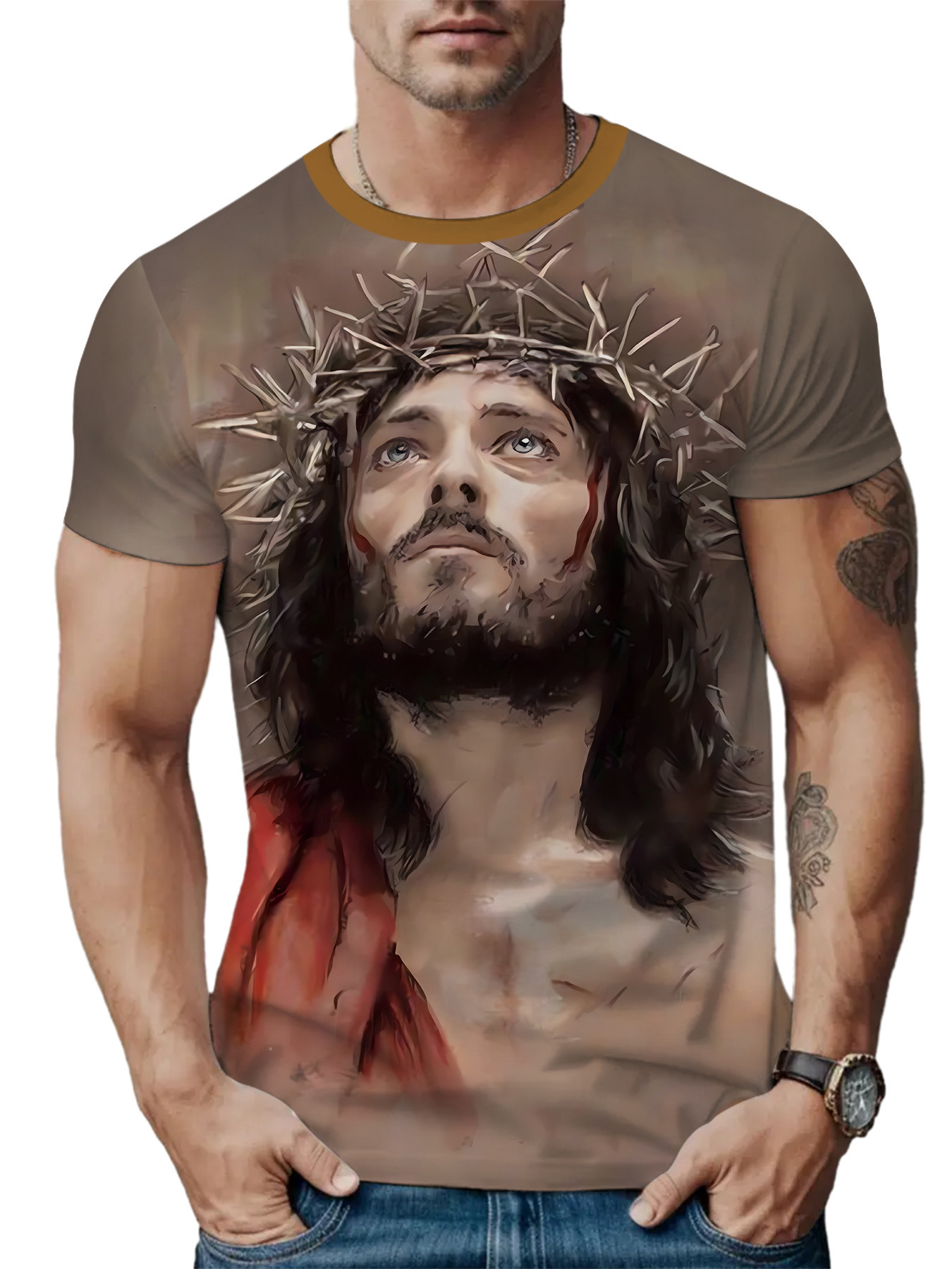 Designer's Casual Versatile Free Shipping 2025 3D Printed T-shirt For Men's Street Fashion Color Blocked Round Neck Short Sleeved Shirt