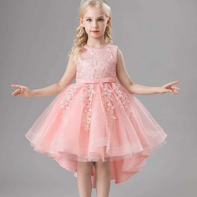 Girl's Dresses Girls Princess dress Birthday Party Piano costume Summer style Lace Sweep train Dress Y250227URTT