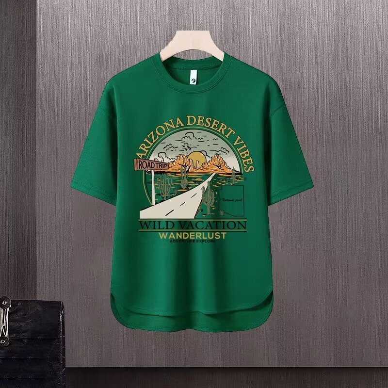 2025 new short sleeved T-shirt men's ins trendy brand hip-hop style round neck base shirt top summer