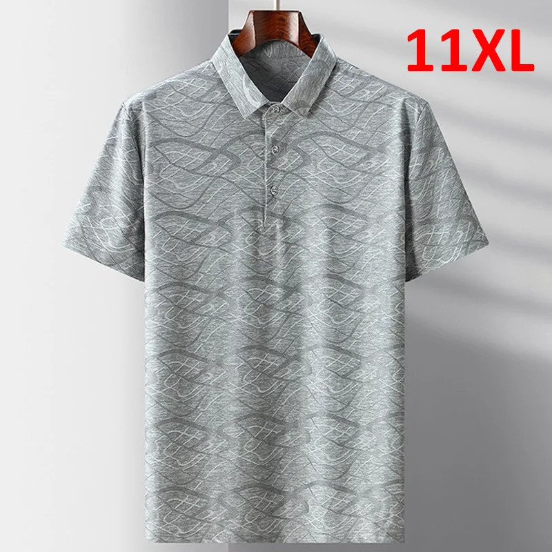 Summer Polo Shirts Men Fashion Casual 10XL 11XL Plus Size Shirt Men Big Breathable 250225
