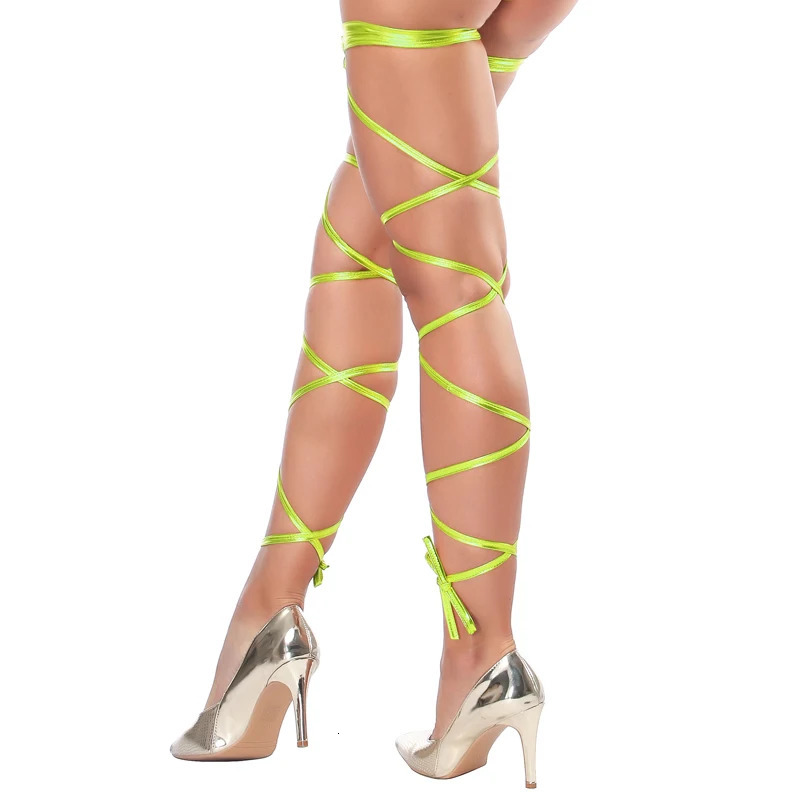 Sexy Women Lingerie Bandage Fishnet Stockings Belt Leg Ring Long Tie Belt Thigh-high Rave Wraps Strappy Tights 250227