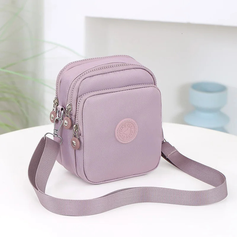 Ship from US Three layer mobile phone bag womens crossbody mini versatile summer Oxford canvas walking wallet 250227FBB