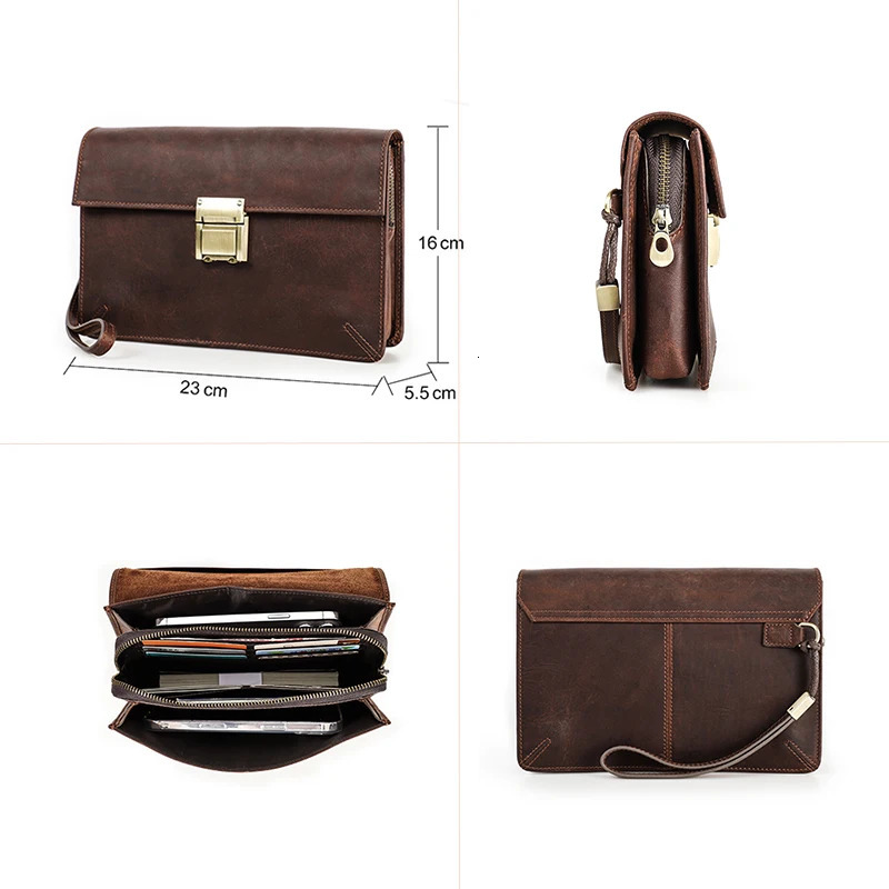 Ship from US CONTACTS Men Clutch Bag y Genuine Leather Password ner Casual Wallet Male Handbag Purs Large Capacity 250227FBB