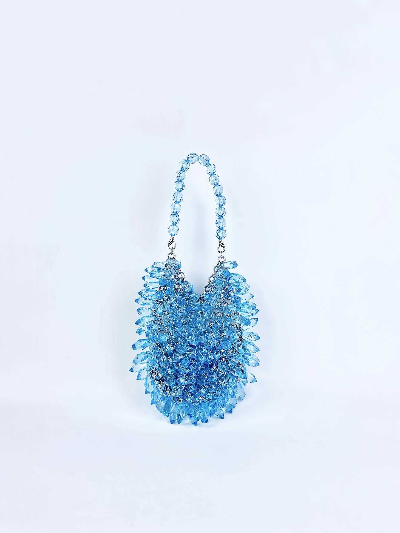 Small and Handmade Acrylic Solid Color Beads Womens Handheld Water Drop Bag Fiable and Elegant Dinner BagXJ250227