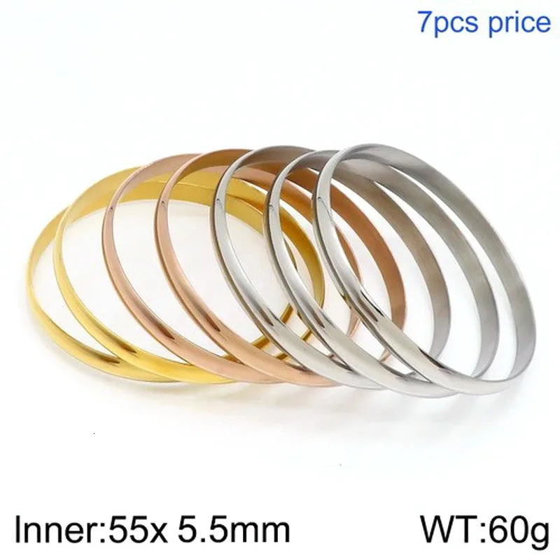 KALEN 7pcs/Lot Stainless Steel Bangles for Women Ethiopian Bracelets African Jewelry Saudi Arabic Wedding Bride Gift 250227