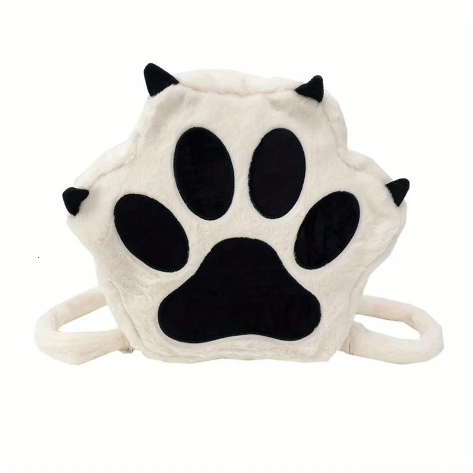 Ship from US Chic Cat Paw Backpack with Removable Strap Secure Zip Cotton Material Adorable n! 250227FBB
