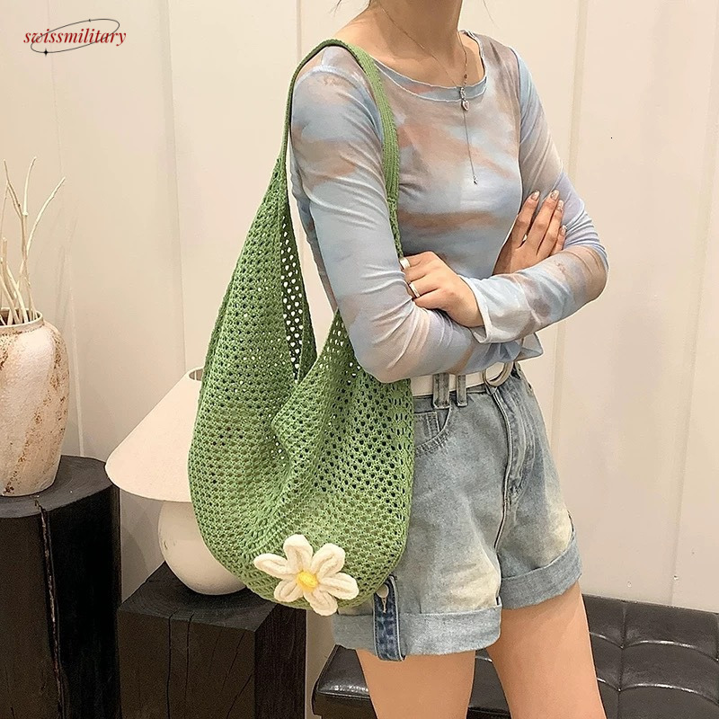 2025 New Large Capacity Woven Single Shoulder Underarm Tote for Women's Summer Leisure Vacation Beach Bag Trendy #swissmilitary