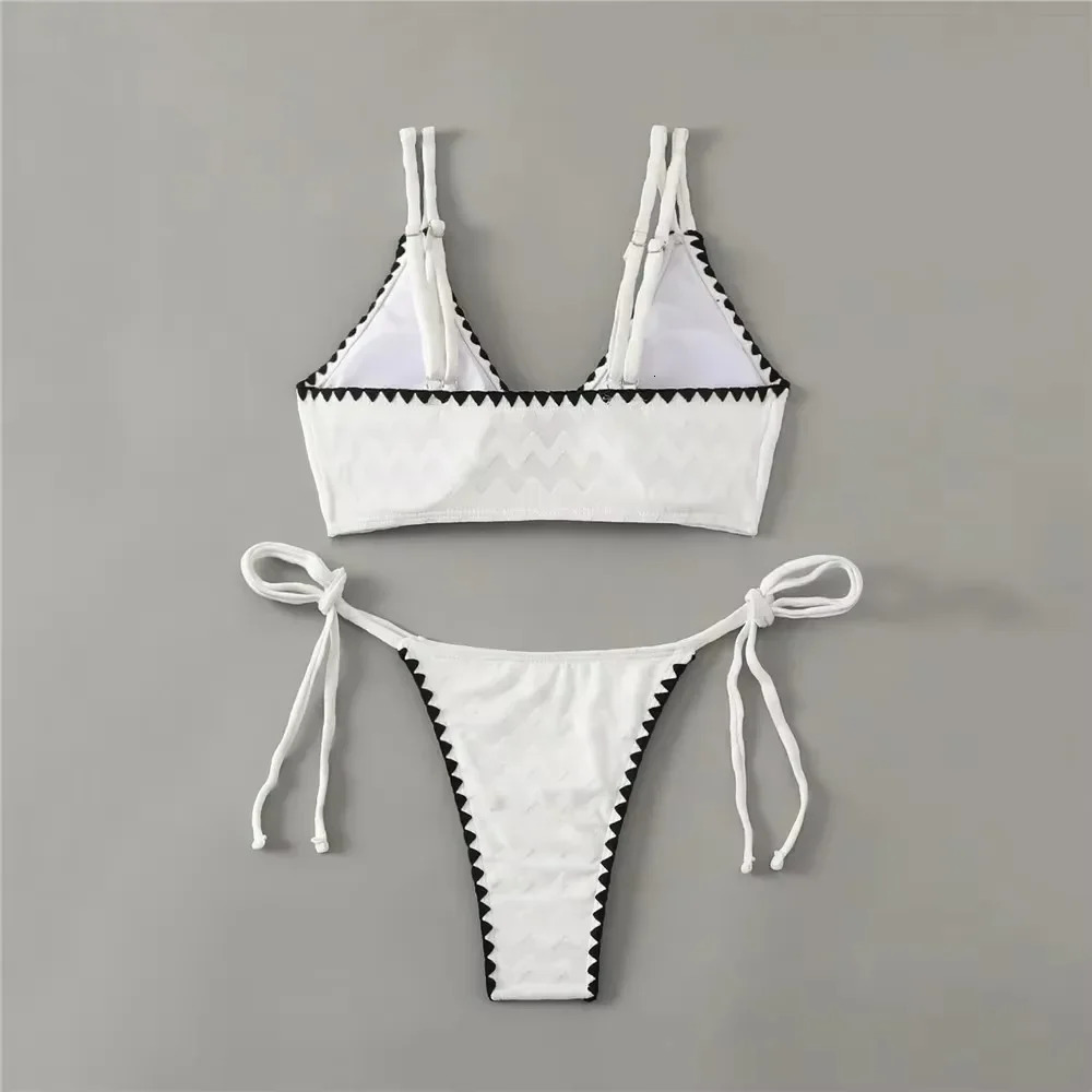 Sexy White Backless Swimwear Women One Piece Swimsuit Hollow Out Monokini Bathing Suit String Halter Swimming Wear Bather 250227