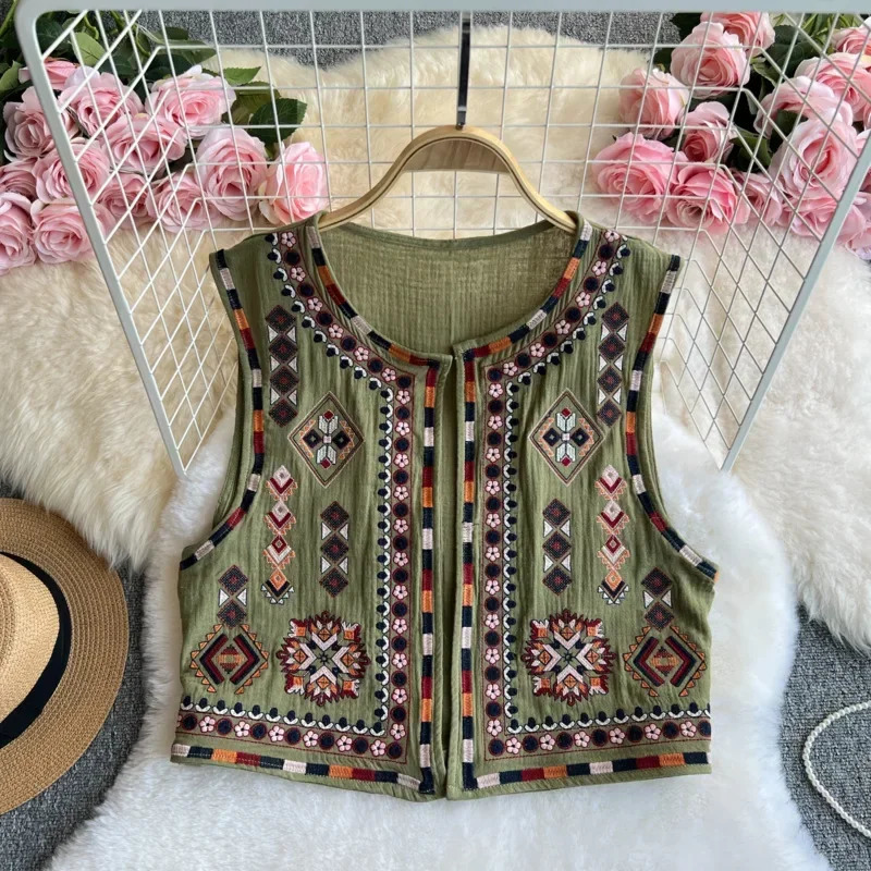 Vintage Bohemian Style Women Summer Heavy y Loose Fit Top Sensible y Differentiated Elegant Trendy Vest 250226