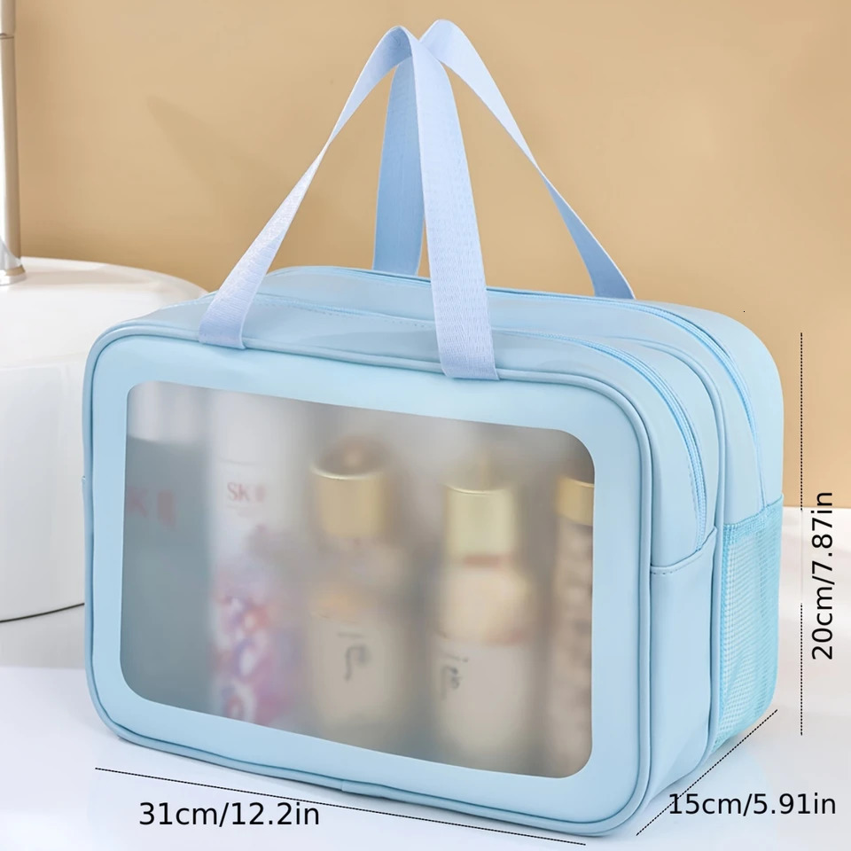 Ship from US Large Capacity Waterproof Double Layer Toiletry Bag for Travel and Fitness WetDry Separation Portable Cosmetic 250227FBB