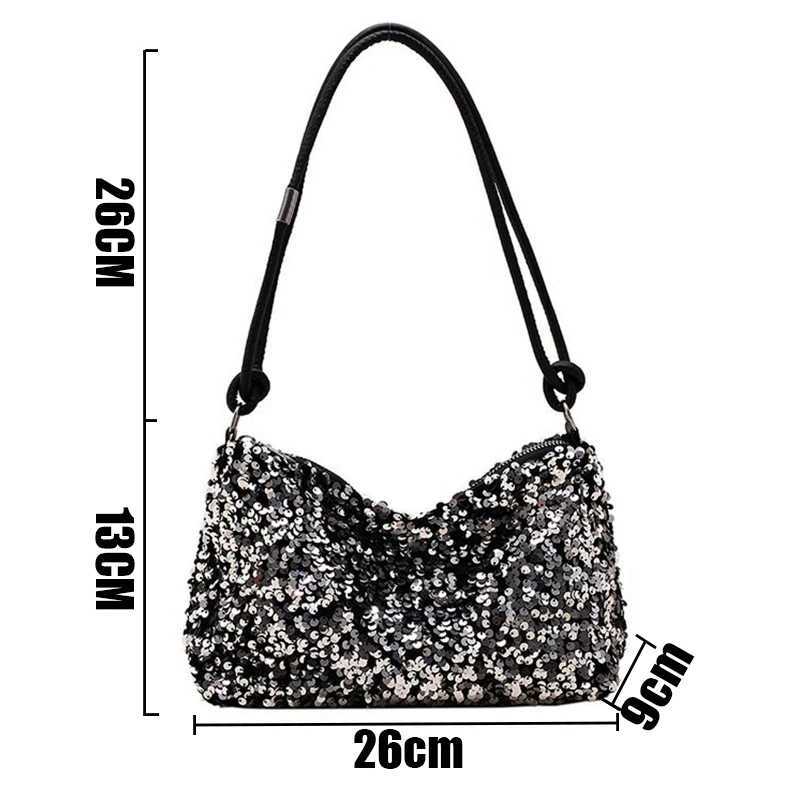 New Arrival Fashion womens bag shoulder bag sequin cross body bag simple solid color zipper womens holiday party handbag T250227