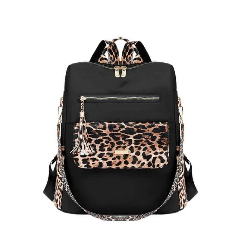 Diaper Bags Leopard Print Nylon Womens Backpacks Simple Casual 2025 Hot Sale Womens Bags Large Capacity Simple Fashion Backpacks Y250227RGLW