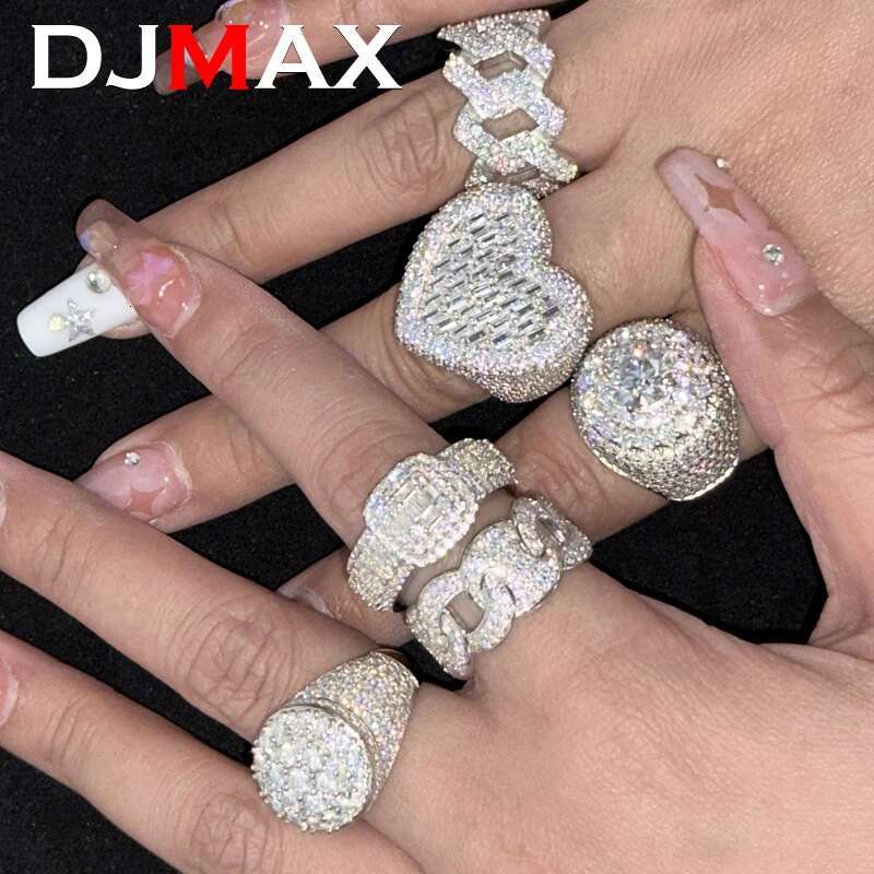 Hip Hop DJMAX Full For Original Sterg Sier Men and Women's Moissanite Dia Finger Rings 2024