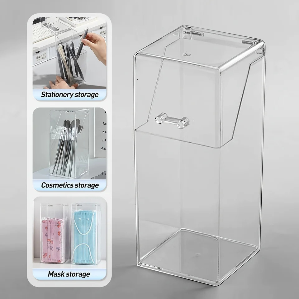 Ship from US Desktop Bucket Makeup Brush With Lid Pen Holder Cosmetic Dustproof Box Ring box Make up bag Shower organizer Organize 250227FBB