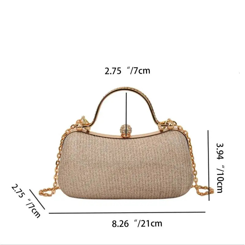 Chain Evening Bag Dinner Shoulder for Women Handbag Fashion Crossbody Bags Vintage Underarm Satchel Black 250221