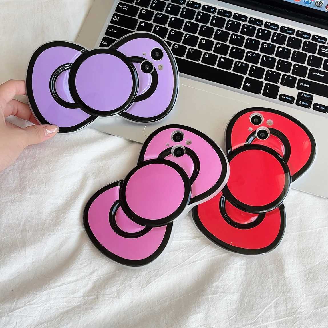 Solid Black Edge New Bow Phone Case Protective Cover Shell For iPhone16 15 14 13 12 11 Pro Max Mini Plus Z250227