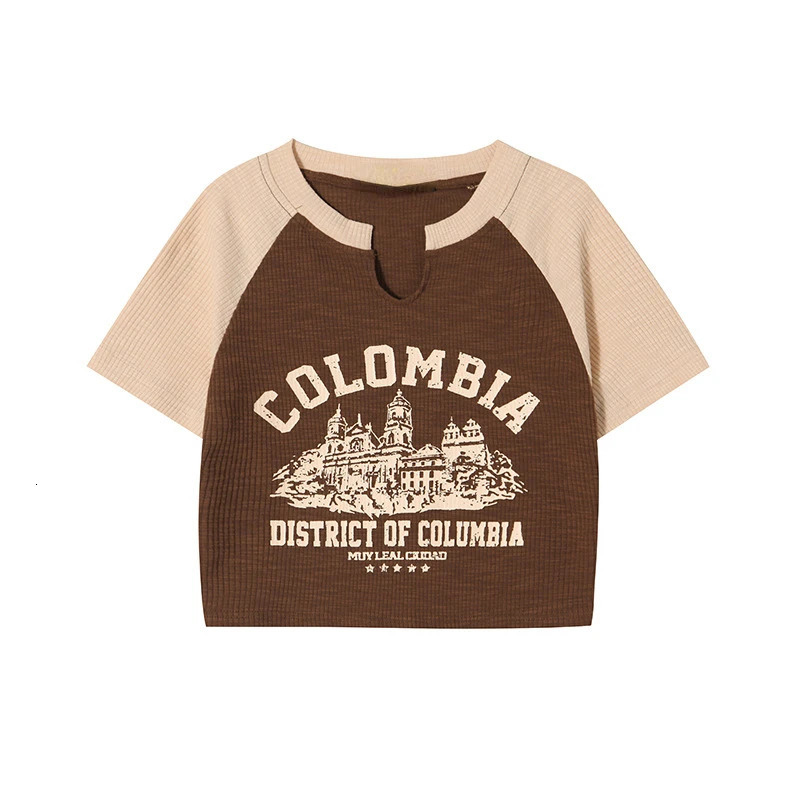 Casual O-neck Short Sleeve Letter Print T-shirt Summer Cute Female Tee Y2K Clothes Bodycon Tunics Crop Tops Fashion Tank Top 250227