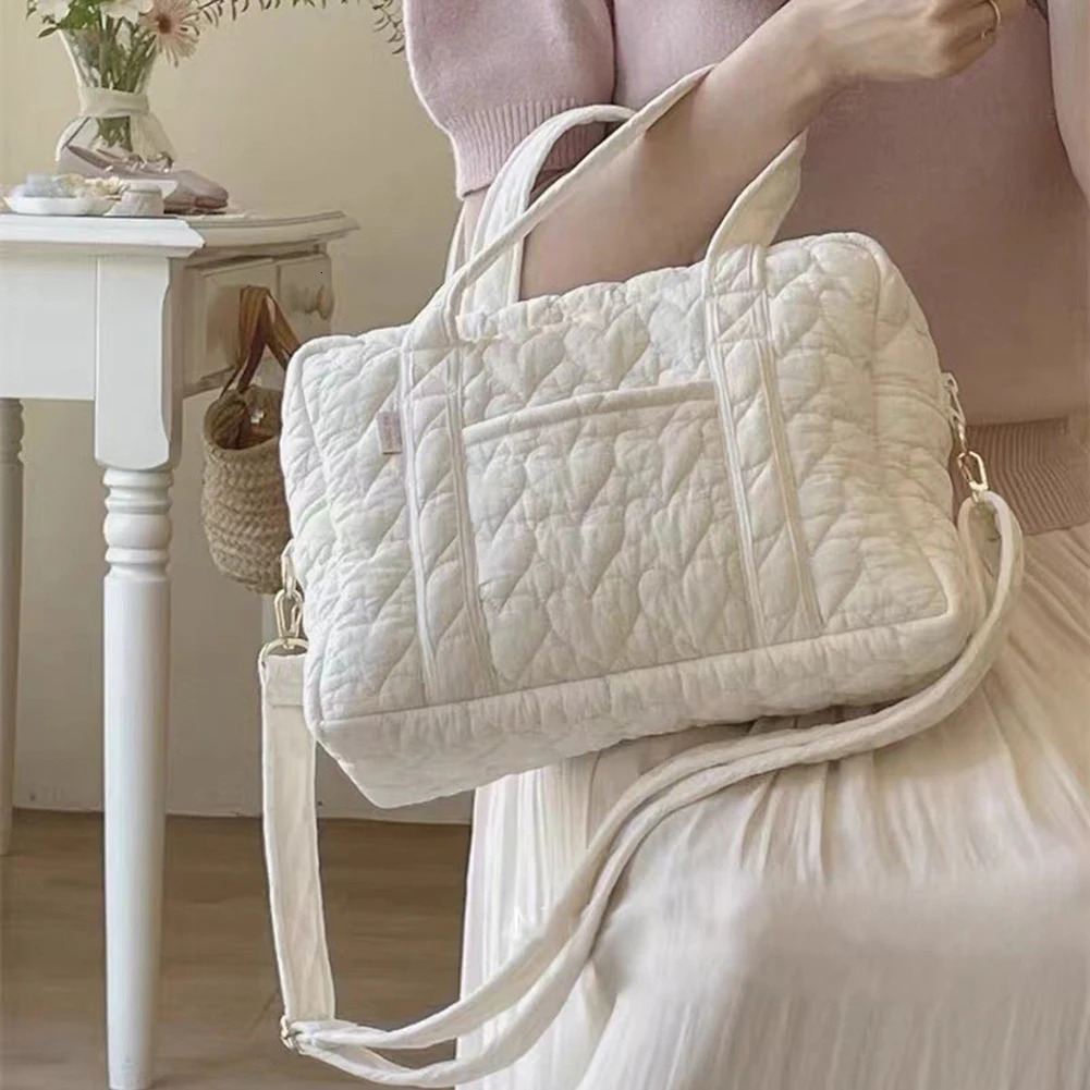 Ship from US Women Tote Bags Nylon Shoulder White Fashion Multifinonal Storage Large Capacity Handheld Mommy Hanadbag 250227FBB