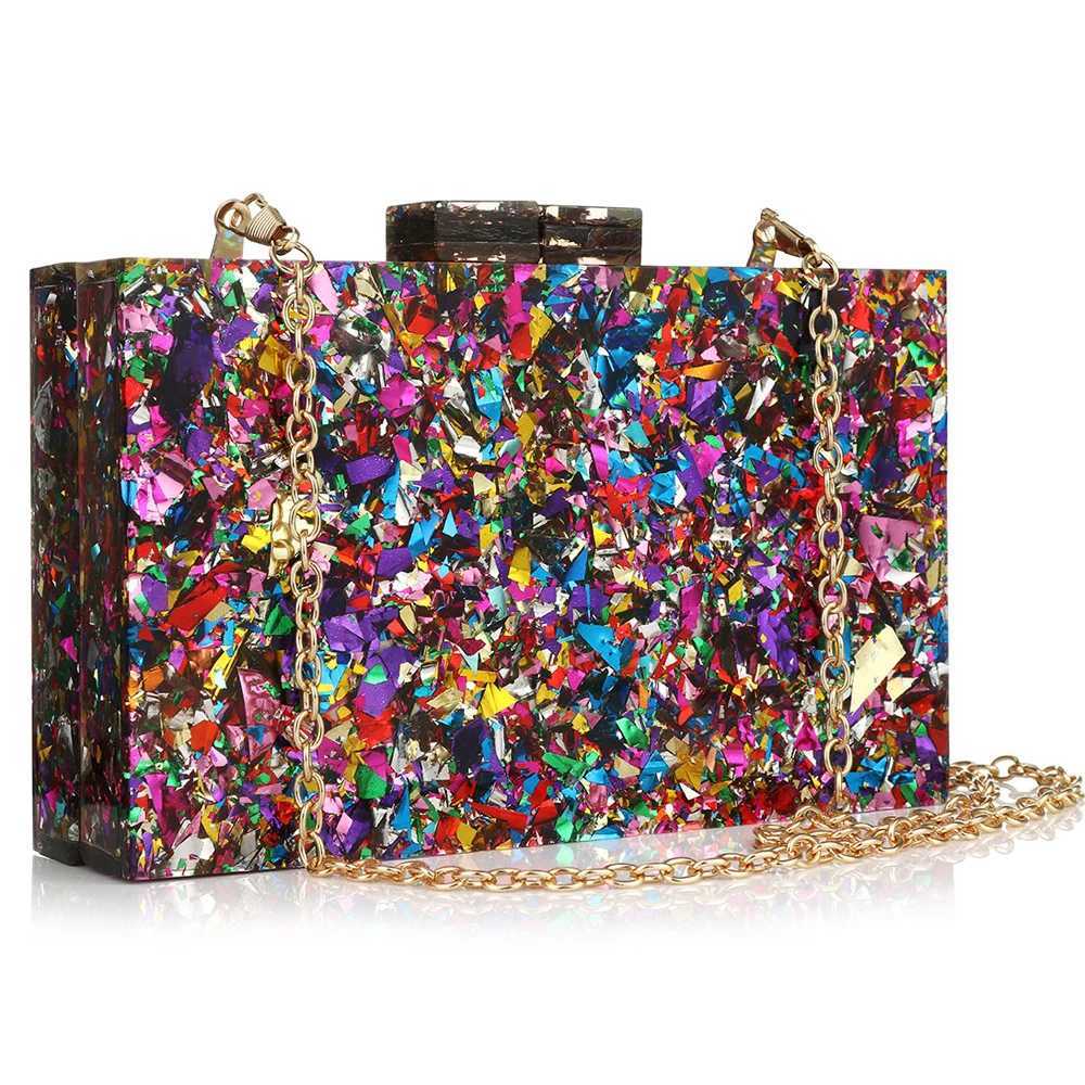 New Arrival Hot Wallet Stylish Multi-Color Sequin Evening Bag Luxury Acrylic Handbag Women Bridal Party Prom Blingbling Wedding Clutch Purse T250227