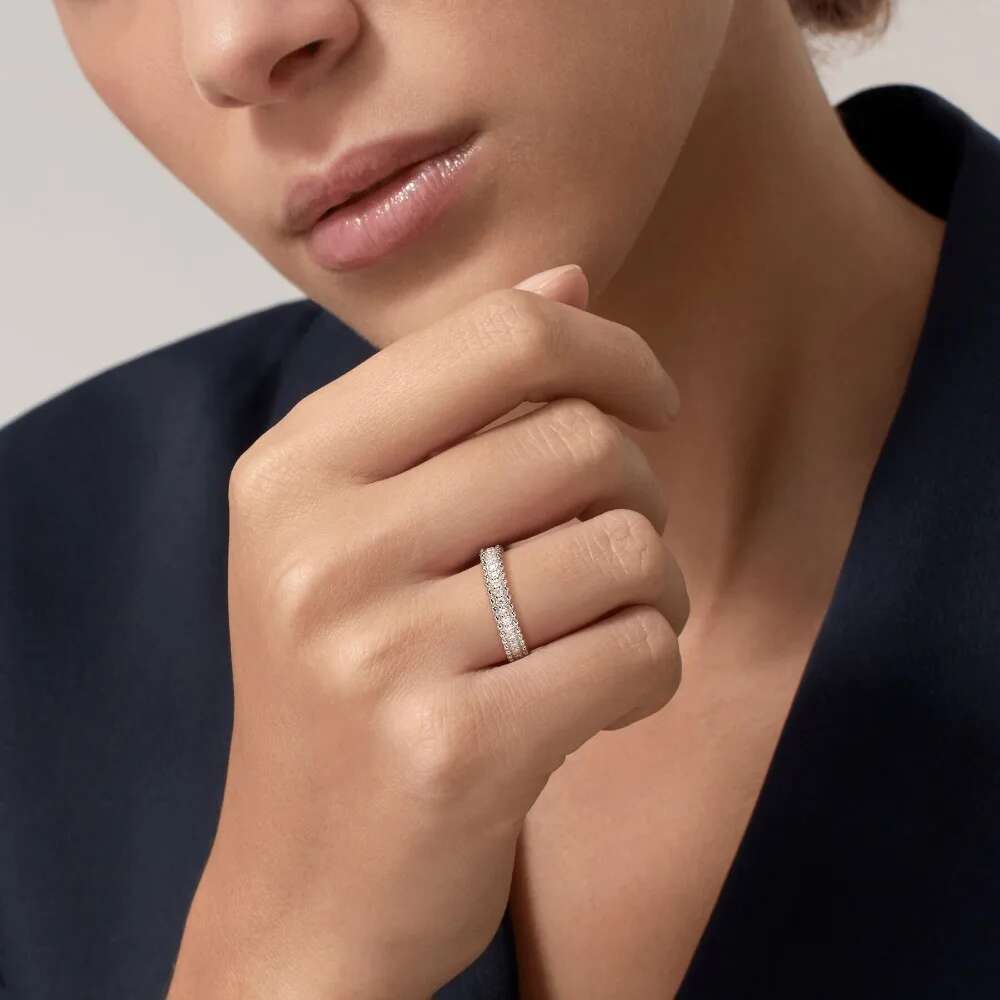Full Moissanite Ring Dating Couple Promise Rings Sterg Sier D Color VVS1 Dia Wedding Bands for Women Fine Jewelry