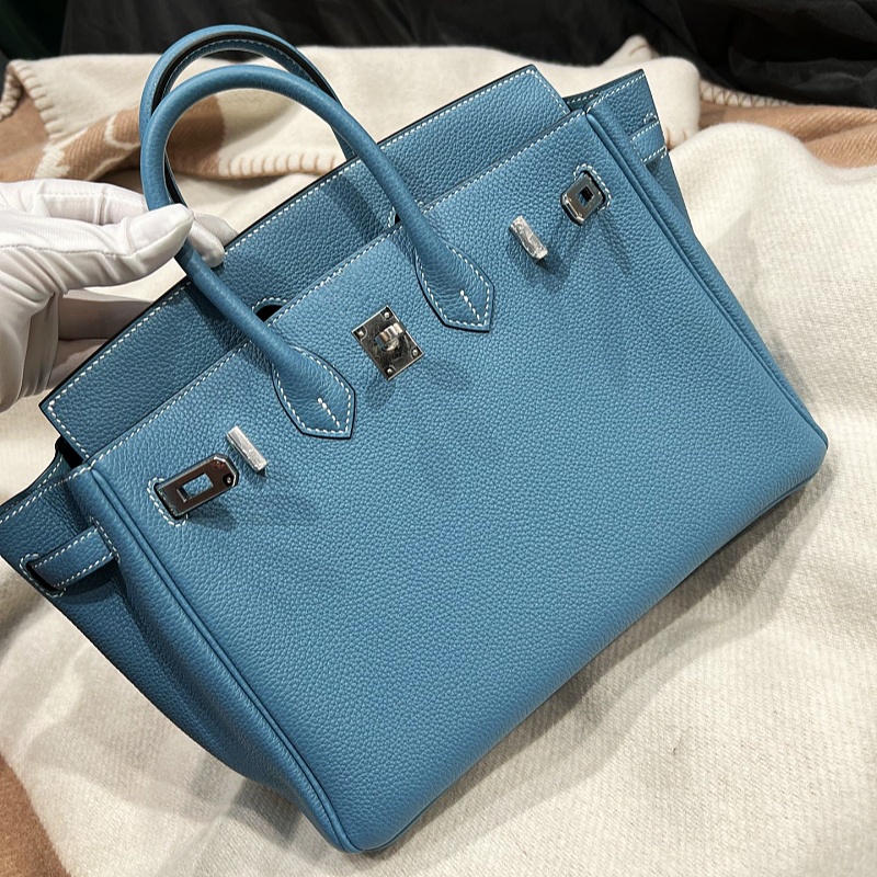 Luxury Women's Handbag Designer Bag Women's Blue Handbag High Quality Genuine Leather Handmade Lock Inner Zipper Pocket Fashion Shoulder Bag with gift box
