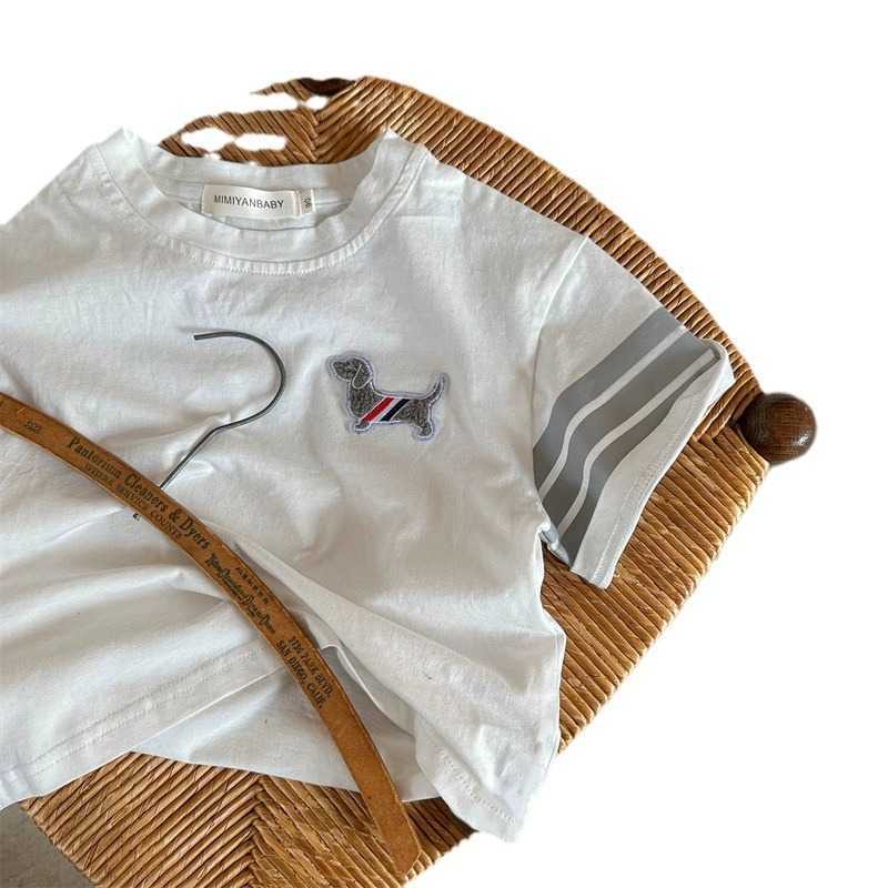 T-shirts Pure cotton childrens T-shirt summer thin baby clothes boys short sleeved top girls cartoon embroidery summer outfitY250227R5X1