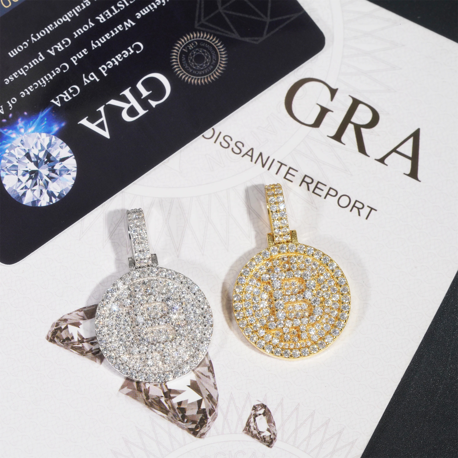 Hip Hop Iced Bitcoin Pendant 925 Sterling Silver D Color Diamond Pendant Necklace Pass Test 250227