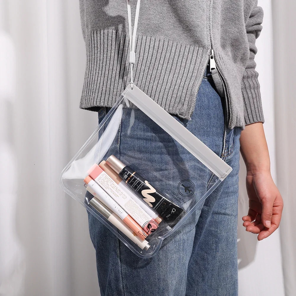 Ship from US Transparent TSA approved toilet bag portable travel essentials flight makeup liquid leak proof resealable EVA 250227FBB
