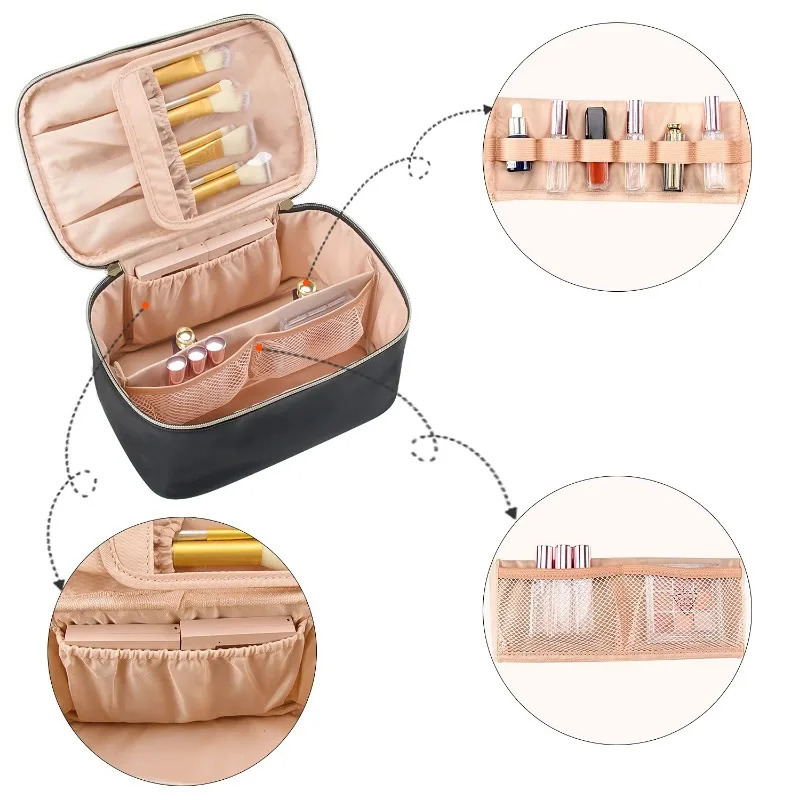 Ship from US Cosmetic Bags Portable Large Capacity Travel Bag Organizers Black Ladies 250227FBB