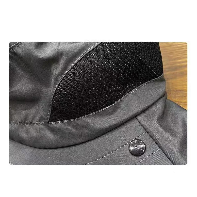 Mens Summer Sun Hat Breathable Mesh n Quick-Dry Detachable Polyester UV Protection Fishing Hiking Cap with Neck Coverage 250218