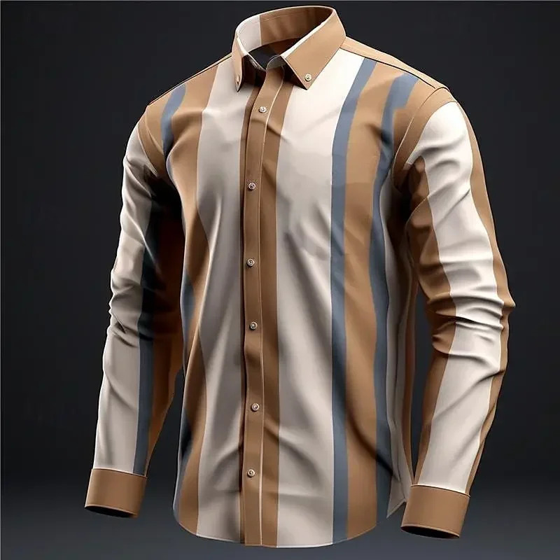 Striped shirt selling mens shirt retro three-dimensional party comfortable soft outdoor street top plus size factory d 250224