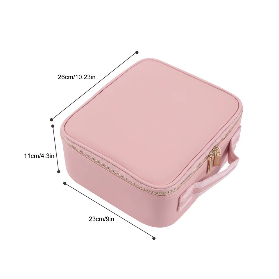Ship from US Silent Valley Cosmetic Box With Mirror Travel Case Portable Makeup Bag Adjustable Dividers Toiletry Jewelry Gift 250227FBB