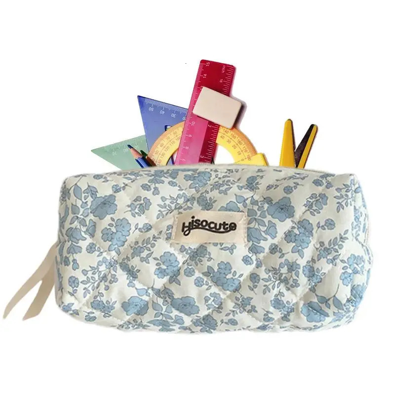 Ship from US Pencil Pouch for School Portable Floral Cosmetic Bag Soft Makeup Waterproof Pen Pens Pencils Erasers Color 250227FBB