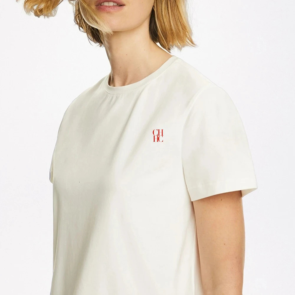 CHCH Womens TShirts Short Sleeved Tees Casual White Tops Tee y Fashion Ladies Cotton Shirts 250226