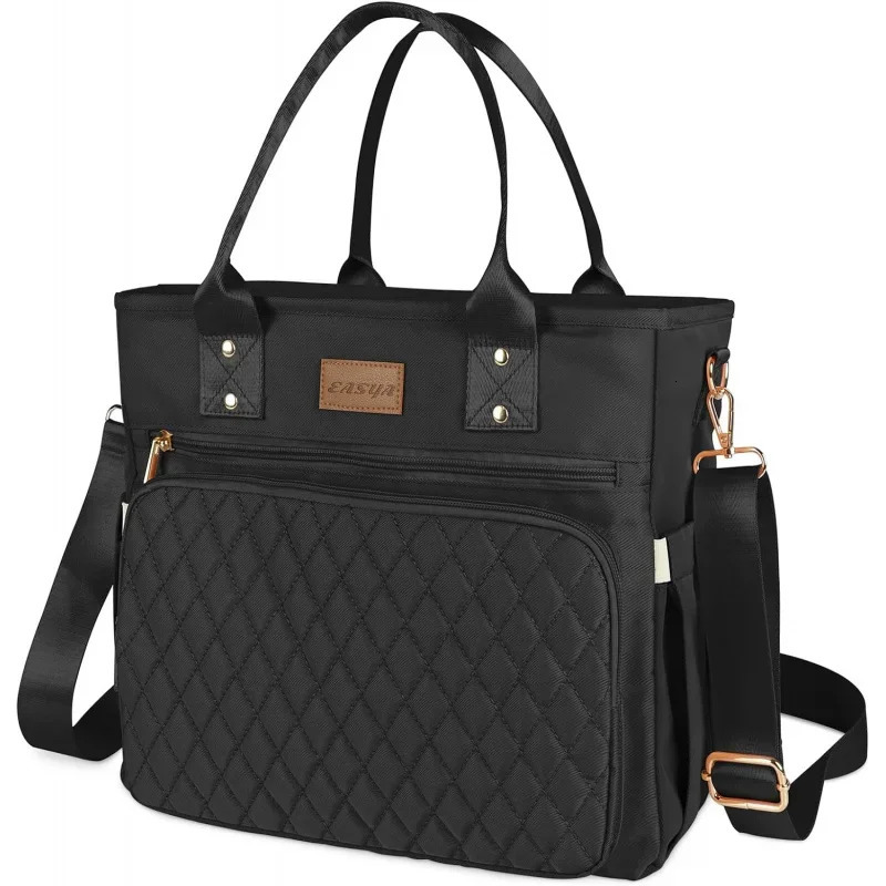 Ship from US Large Insulated Lunch Bag Work Womens Nylon Thermal Box Leakproof Cooler Tote with Storage Pocket Black 250227FBB