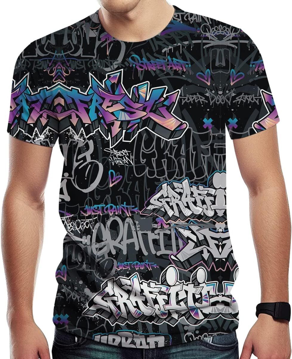 Mens T shirt Men's 3D Print Hip Hop Graffiti Graphic T-Shirt Cool Shirt Novelty Tee Top tee Casual tops summer clothes cool