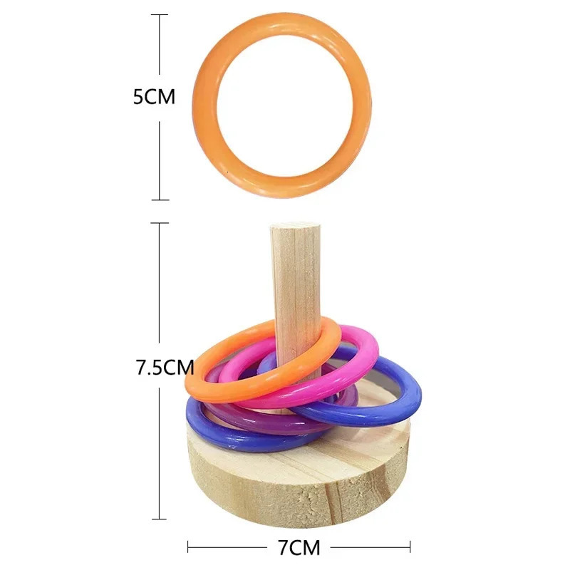 Wooden Interactive Parrot Ring Toy Educational Exercise Stimulating Fun Playtime for Parrot Parakeet Bird Toys Random Color 250226