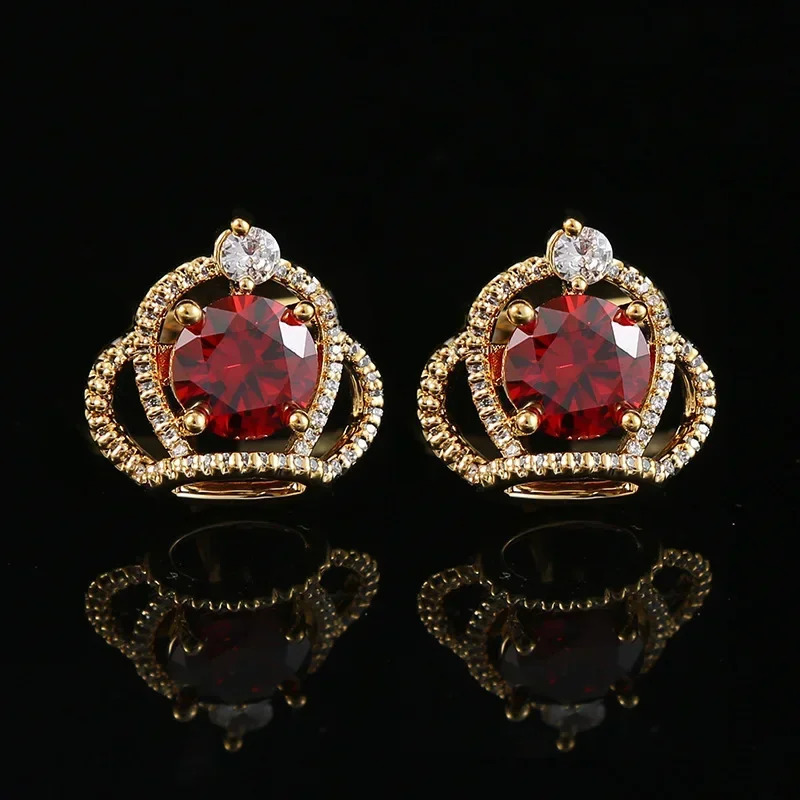 Crown Zircon Cufflinks for Mens French Button Shirt Suit Cuff Links High Quality Wedding Jewelry Clothing Accessories 250227